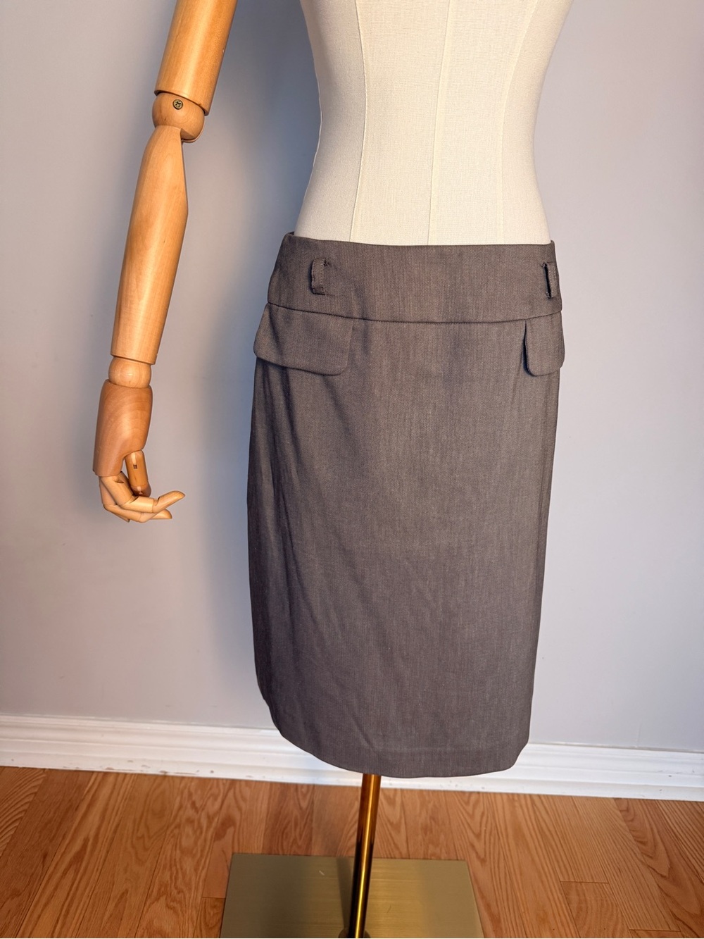 Viola Per Donna NWT Taupe Cotton Blend Lined Pencil Skirt 15" W
